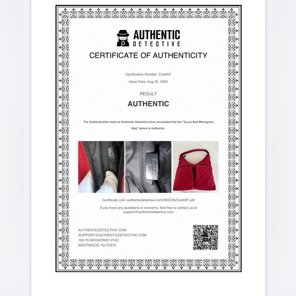 NWOT ❤️ GUCCI BUNDLE RED HOBO BAG W/COA & PRE LOVED MATCHING GG RED WALLET - Picture 2 of 11